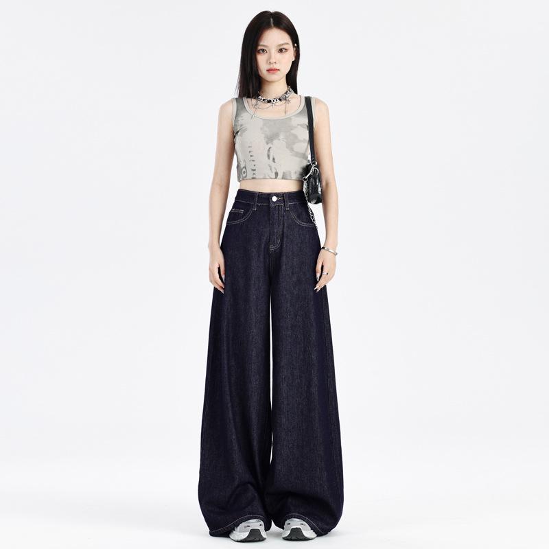 

Women s Dark Blue Wide-Leg Floor-Length Jeans - Summer 2025 Collection Extra Large