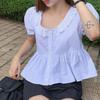 New Arrivals Open Run Women Check Pocket Long Sleeve Shirt Loose Fit Cotton