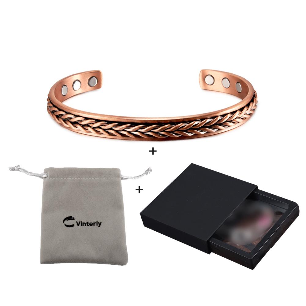 Verdrehte reine Kupferarmbänder Zopf Gesundheit Energie Magnetische Armreifen Vorteile Herren Verstellbares Armband Schmuck Arthritis Schmerzlinderung