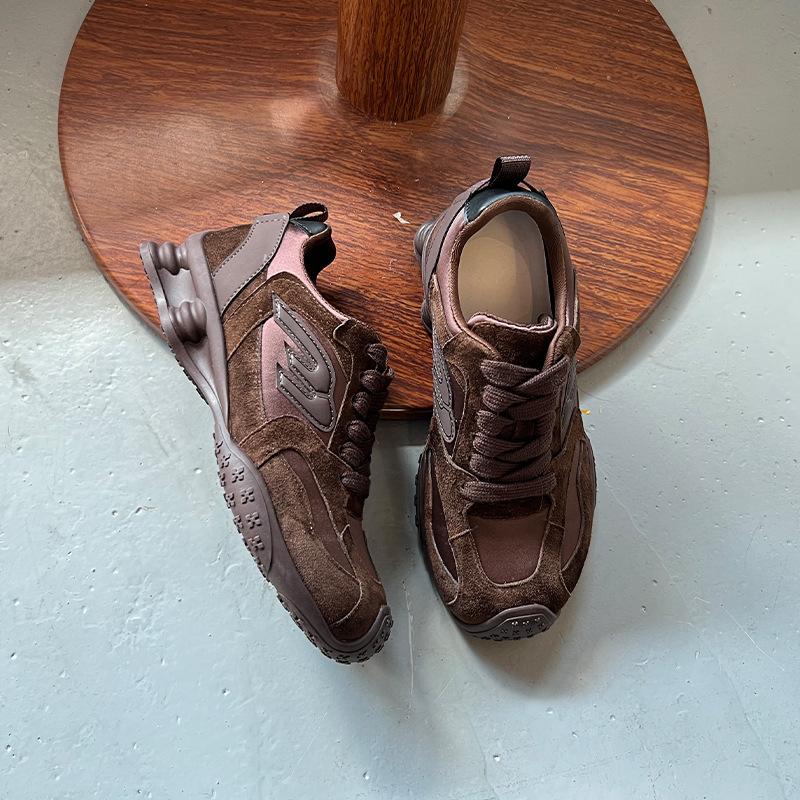 The first layer of cowhide German training shoes women's autumn new flat-bottomed sports Forrest Gump shoes casual retro little white shoes versati