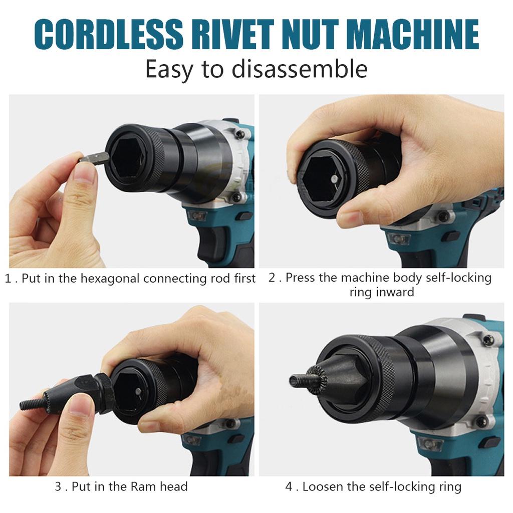 2 Gears M3-M12 Cordless Rivet Nut Guns 588VF Electric Rivet Gun Drill Insert Automatic Riveting Tool For 588VF Battery