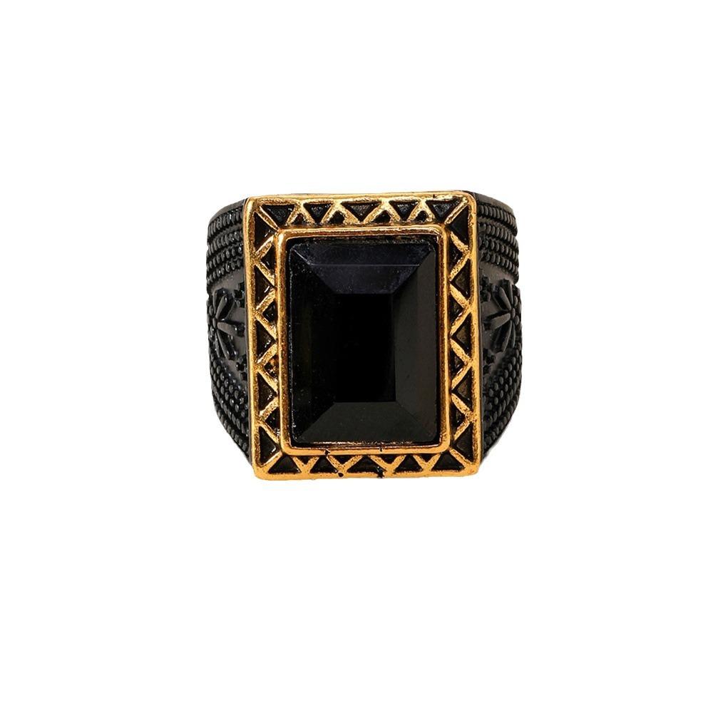 Vintage Obsidian Men's Fashion Hand Jewelry Punk Hip Hop Ring