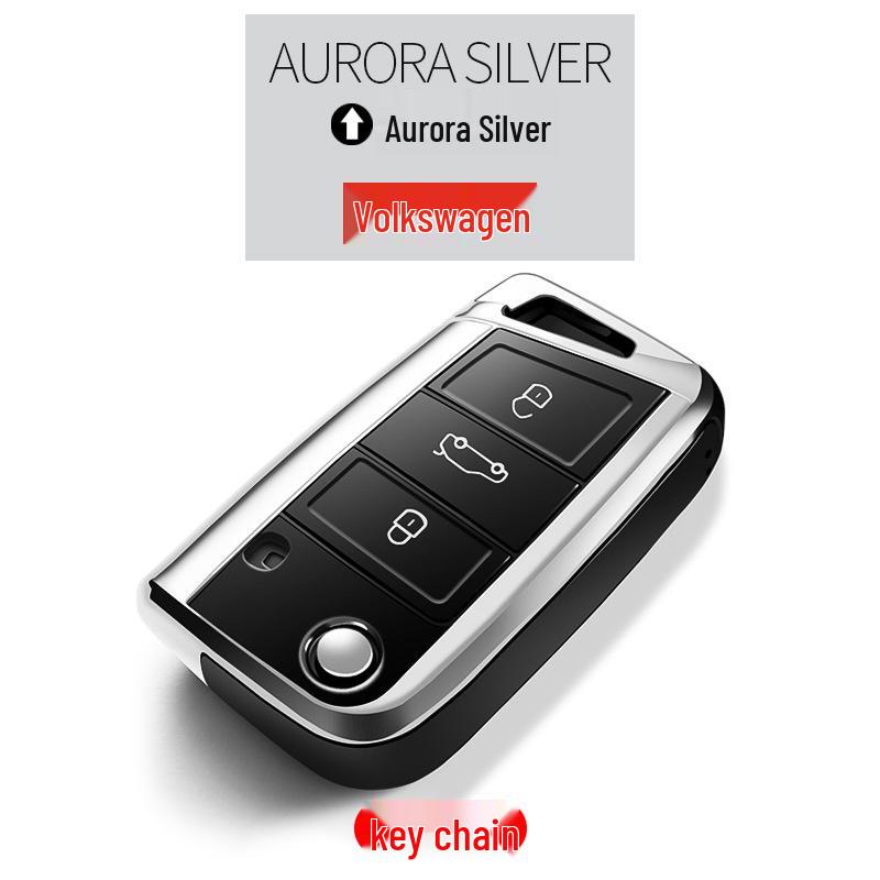 Volkswagen Key Cover for Tiguan L, Teramont, Golf 7, Sportsvan, Lamando - TPU Electroplated Case with Buckle.