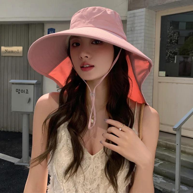 Pălărie de soare în aer liber pentru femei și fete, pălărie de pescuit, cu bor larg, cu acoperire pentru gât, 50+ protecție UPF, capac Safari