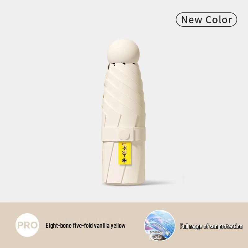 Mini Five-Fold UV Protection Sunscreen Umbrella: Portable and Dual-Use for Sun and Rain, Women's Sunshade Umbrella