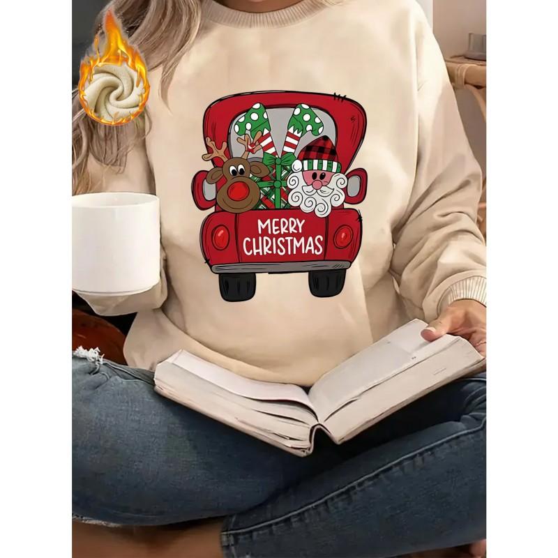 Womens Round Neck Pullover Sweatshirt With 3D Christmas Tree Print Casual Comfort Fit 2025