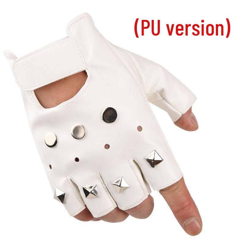 Modell Halbfinger Nieten PU Cosplay Punk Nachtclub Handschuhe für Damen