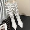 Thin heel pile boots high heel high boots women's 2025 autumn and winter new pointed folds but knee boots