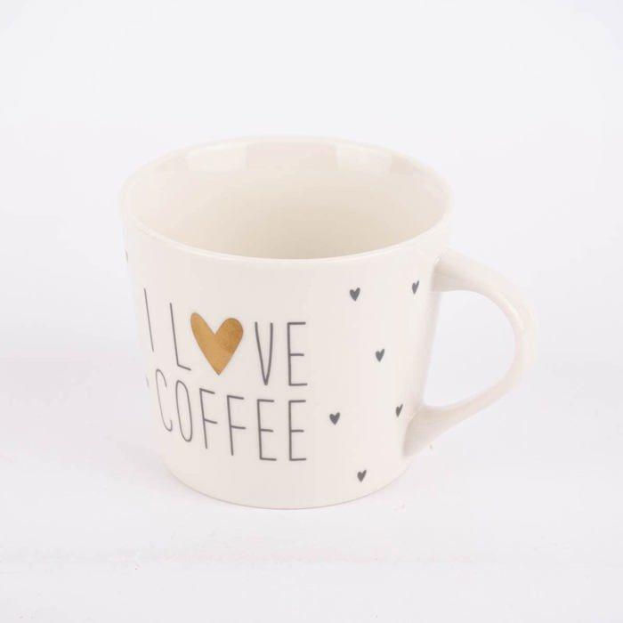 Tasse à café - GRAFIK-WERKSTATT - 61565 - Finition or véritable - 420 ml - Imprimé I love coffee