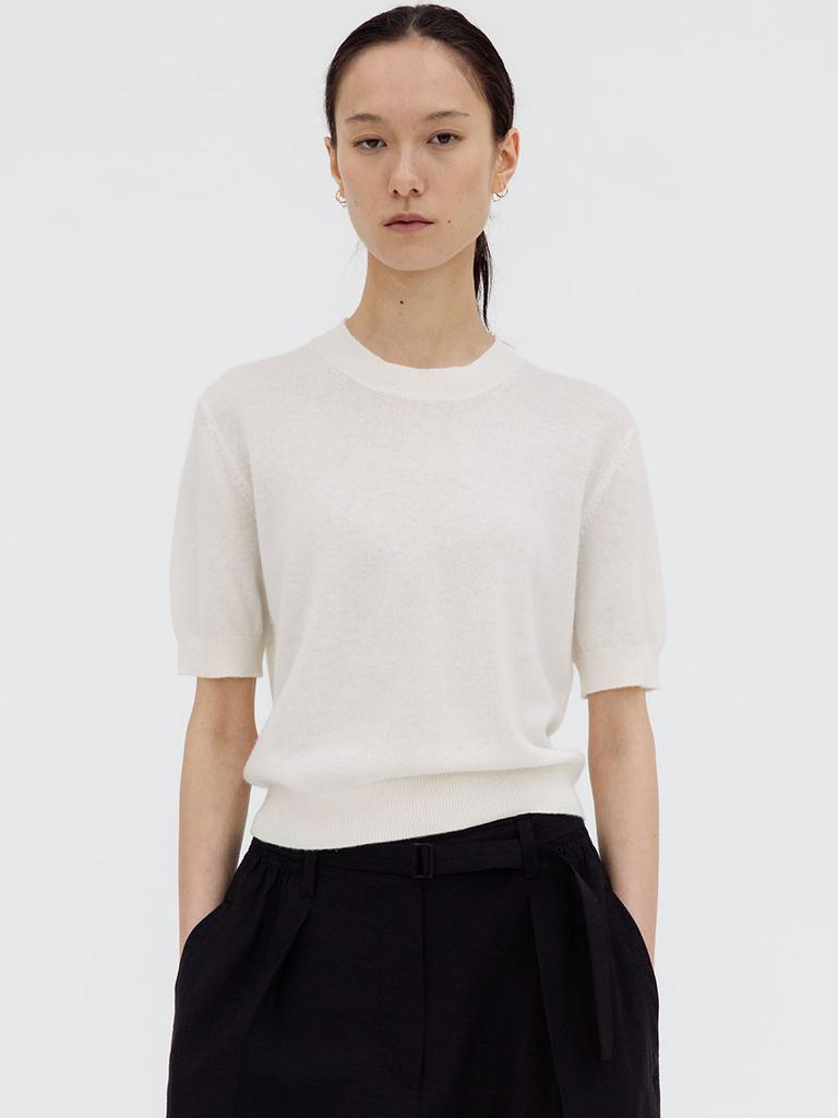 Leubieleu Cashmere Blend Round Neck Knit (Ivory)