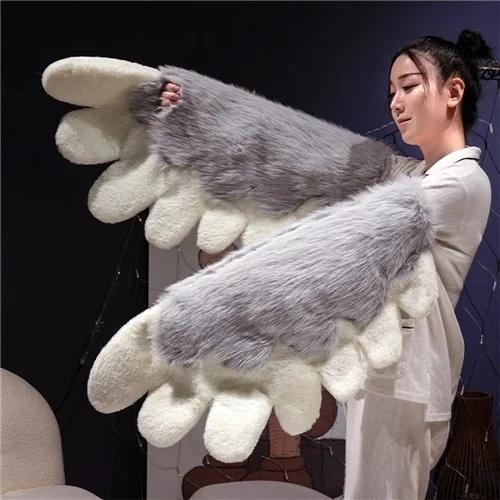 Kawaii Furry Cat Claw Gloves Fox Paws Bird Wings Faux Fur Costume Accessories Mittens For Halloween Creative Cosplay
