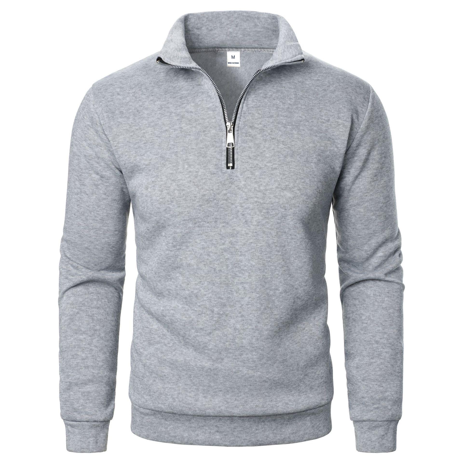 

Trendy Half-Zip Stand Collar Casual Solid Color Hoodie Pullover Long Sleeve Top S світло-сірий колір