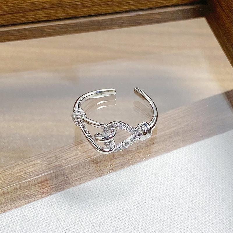 Day Cold Wind Zircon Light Luxury High Sense Open Ring Exquisite Geometric Personality Niche Ring Woman