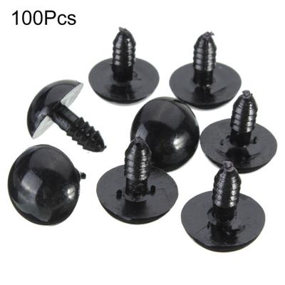 100 Uds. Ojos de juguete de plástico negro de 6-10mm seguridad DIY para muñecos de animales ositos de peluche
