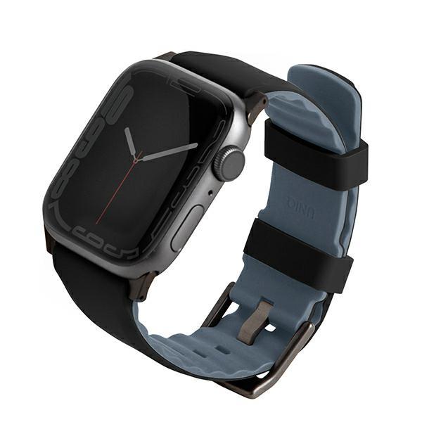 Uniq Linus Apple Watch Series1/2/3/4/5/6/7/8/9/Se/Se2/Ultra/Ultra 2 42/44/45/49Mm Strap. Airosoft Silicone Black/Midnight Black