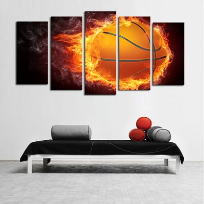 No Framed Basketball Theme Pentathic 5 Pcs Canvas Picture Wall Art Print Canvas Painting Wall Decor for Living Room