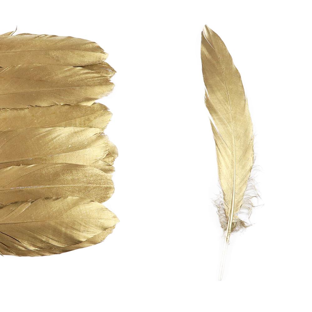 10-500 Gold Goose Rooster Feathers For Crafts Wedding Party Home Decoration Jewelry Making Plumes Diy Supplies