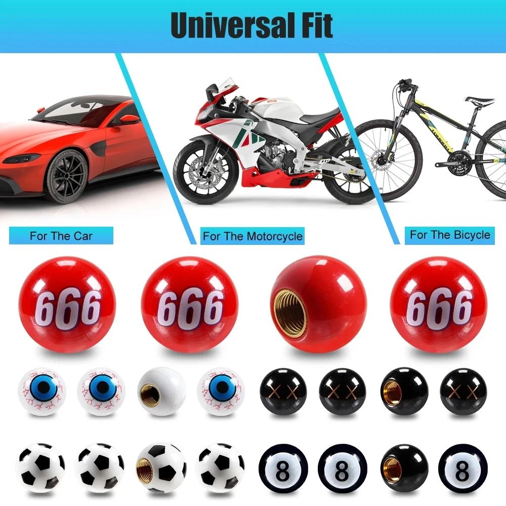 4Pcs Universal Wheel Valve Caps Dust Covers for Bicycle Motorcycle Car Spherical Stem Caps Modification Expression