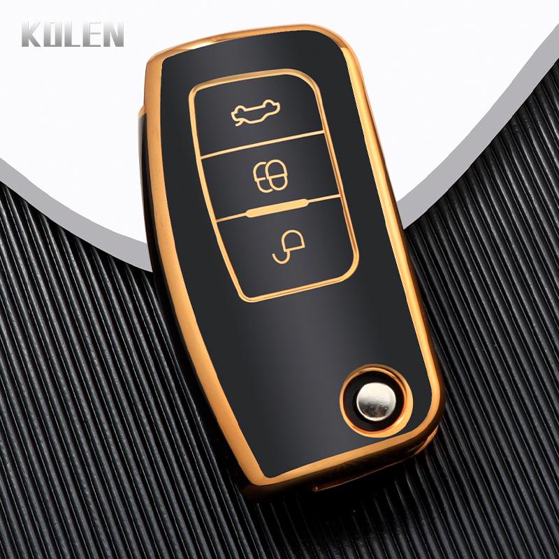 TPU Car Flip Key Case Cover Shell Fob For Ford Fiesta Focus 2 Ecosport Kugua Falcon Escape C-Max Protector Accessories