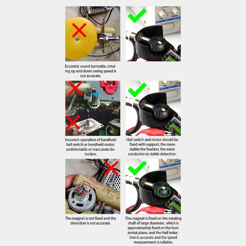 Upgrades Hall Sensors Speed Meter Digital RPM Tester Easy Installation Low Power Consumption Not Interferences for Motors