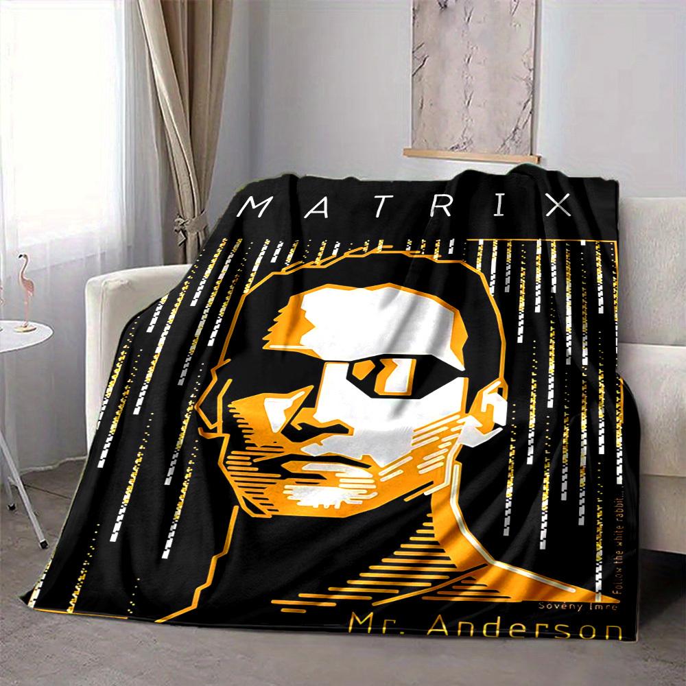 1pc The Matrix Blanket Lightweight Flannel Throw For Sofa, Bed, Travel, Livingroom, Office, Couch, Chair, And Bed