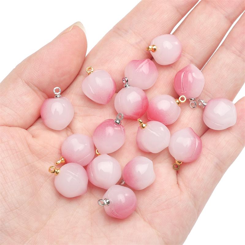 5 ks/balení skleněný přívěsek broskev DIY náramek náhrdelník náušnice šperky doplňky