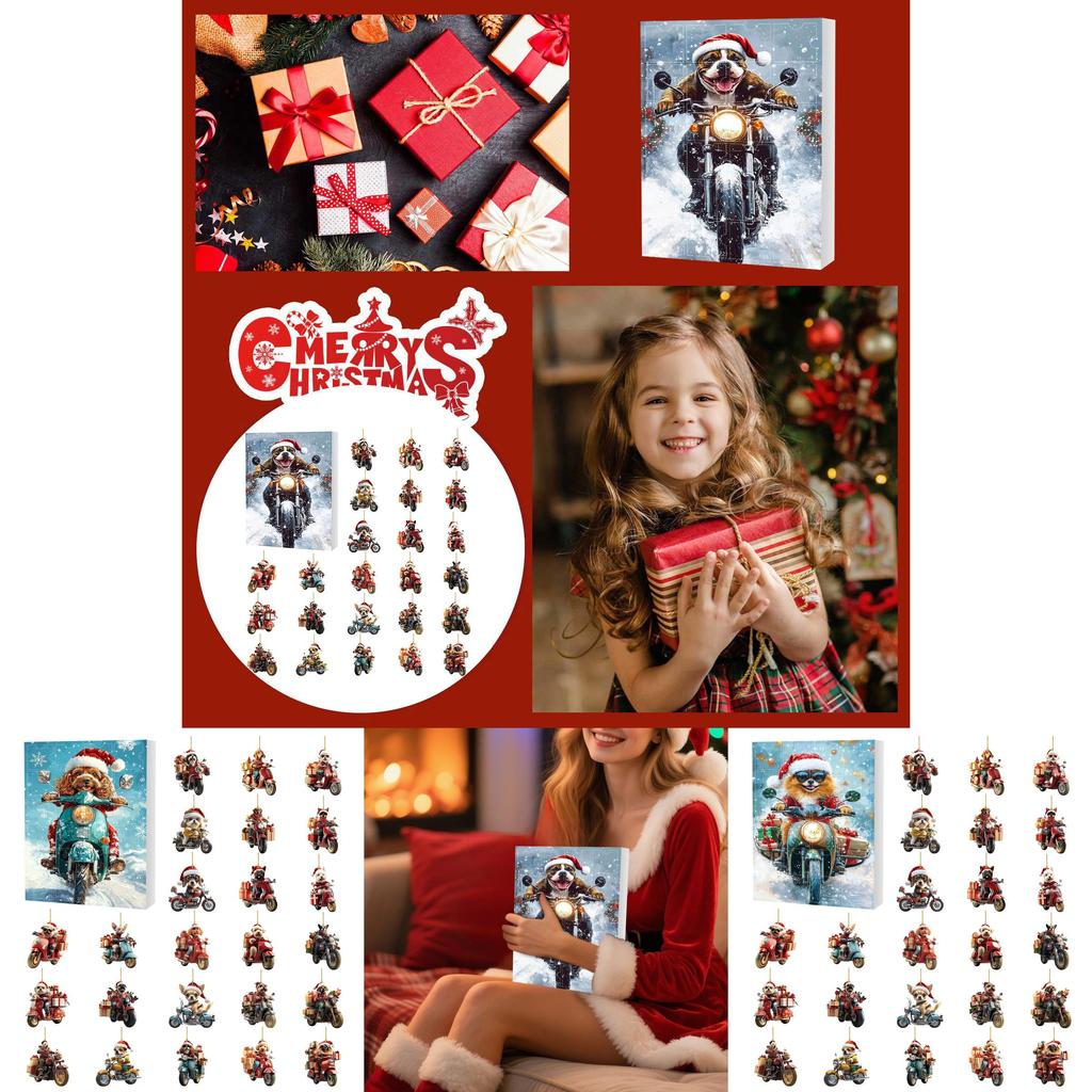Christmas Dog Advent Calendar With Acrylic Elements And 24 Decor Pieces For Seasonal Gift Giving