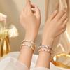 Elegant Open Cuff Bracelet Chinese Style Women's Floral Bracelet Enamel Flower Bangle  Bride