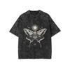 Vintage Washed Moon Butterfly T-Shirt Dark Academia Floral Aesthetic Tee Men’s Women’s Oversized Short Sleeve