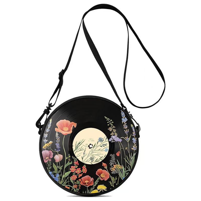 Women'S Personalized Vinyl Record Cosmetic Bag Shoulder Bag Backpack Storage Bag Polyester Travel Storage Bag