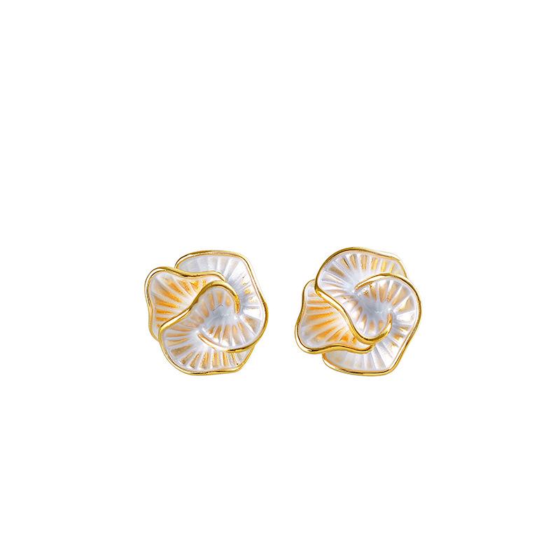 S925 Silver Needle Camellia Earrings - Elegant Light Luxury for Women