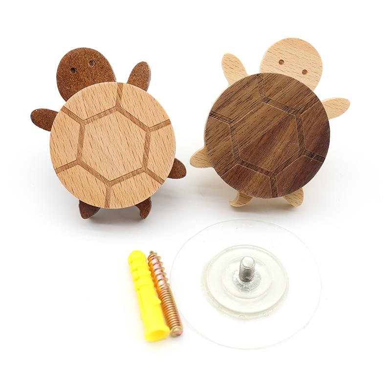 Household Solid Wood Hook Kitchen Item Wall Hook Hanger Punch Creative Animal Turtle Decorative Hooks Coat Rack Home Storage