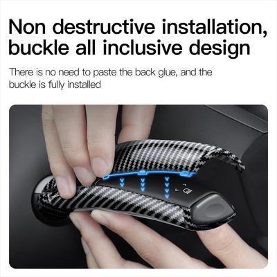 1 Paire Cache de Protection de Palettes de Volant en Fibre de Carbone Pour Tesla Model 3 Y ABS Cache Décoratif de Pommeau de Levier de Vitesses au Volant de Voiture Pour