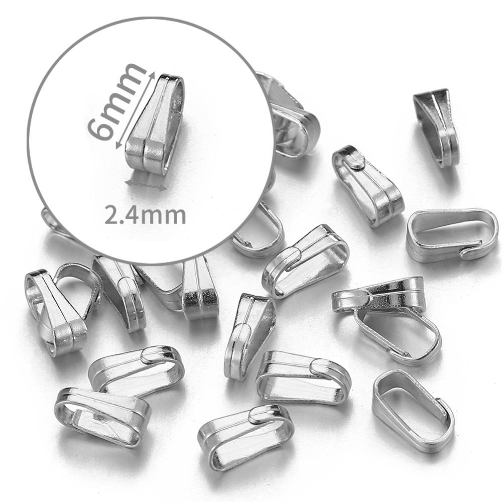 

50pcs Stainless Steel Buckle Clasp for Pendants Charm Connectors Clip Pinch Bail Clasp Necklace DIY Jewelry Making Accessories 50pcs