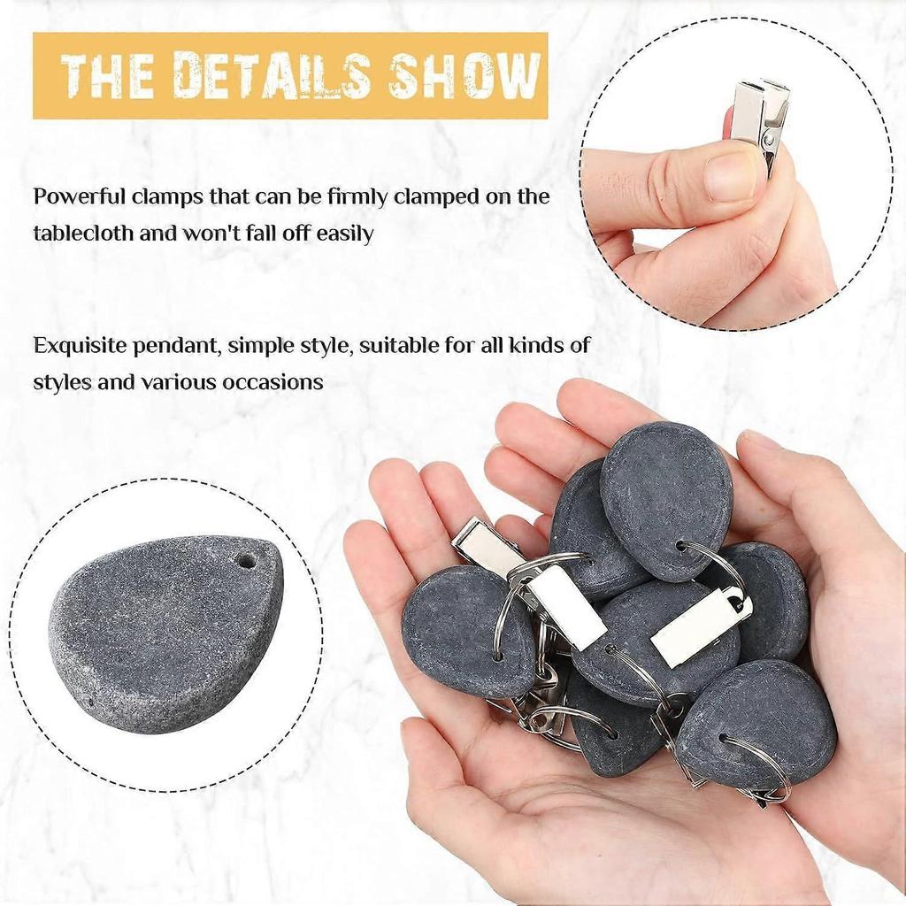 12 Pcs Tablecloth Weights Tablecloth Pendant Teardrop Shape Table Cover Weights with Metal Clips for Outdoor Picnic Garden Dinner Table Cover Decorati