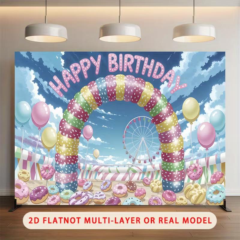2D Color Sprinkle Donut Carnival Balloon Kids Backdrop 47.2x31.5inch/120*80cm