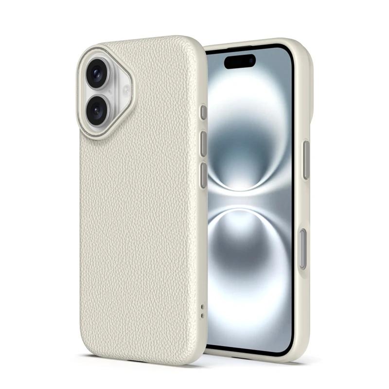 Luxury Business Lychee Pattern PU Leather Soft TPU Phone Case For iPhone 16 14 15 13 12 11 Pro Max 16Plus Shockproof Back Cover