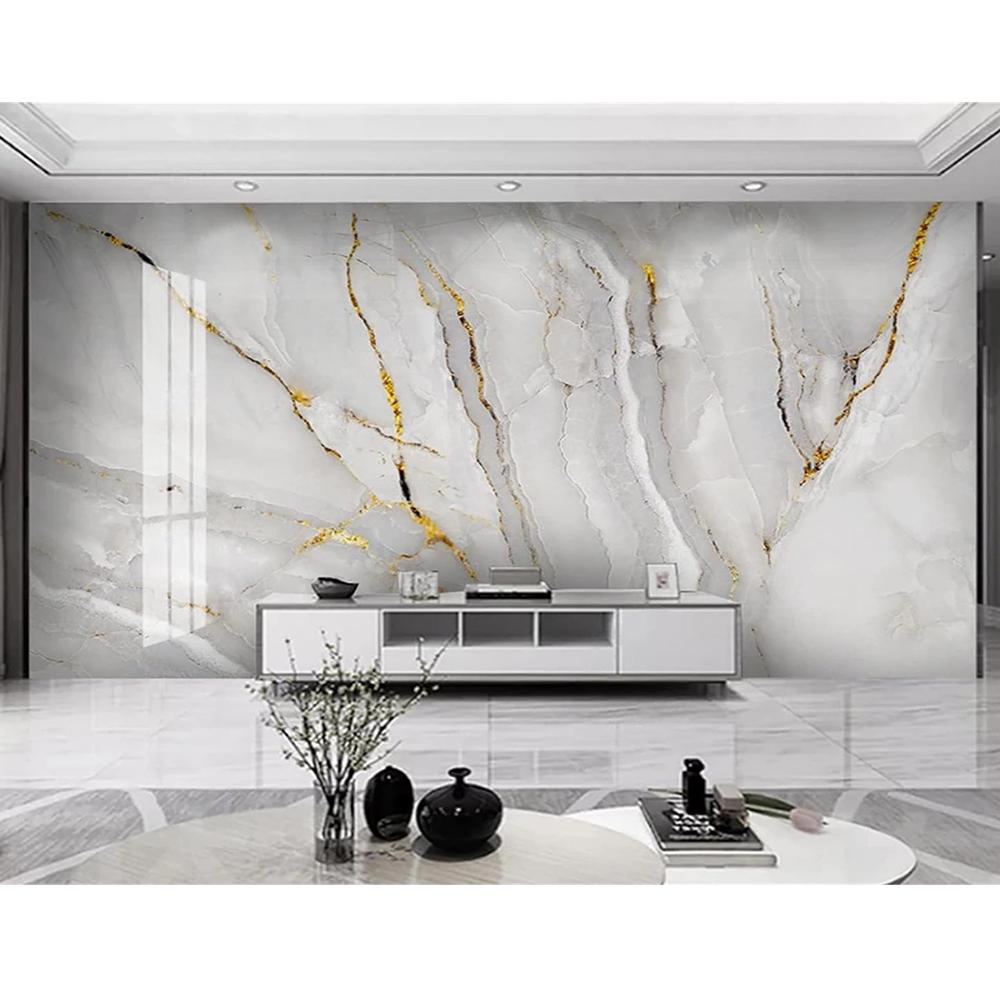 Light Luxury Golden Marble Wall Murals Living Room Bedroom Modern Marble Wallpaper Wall Stickers