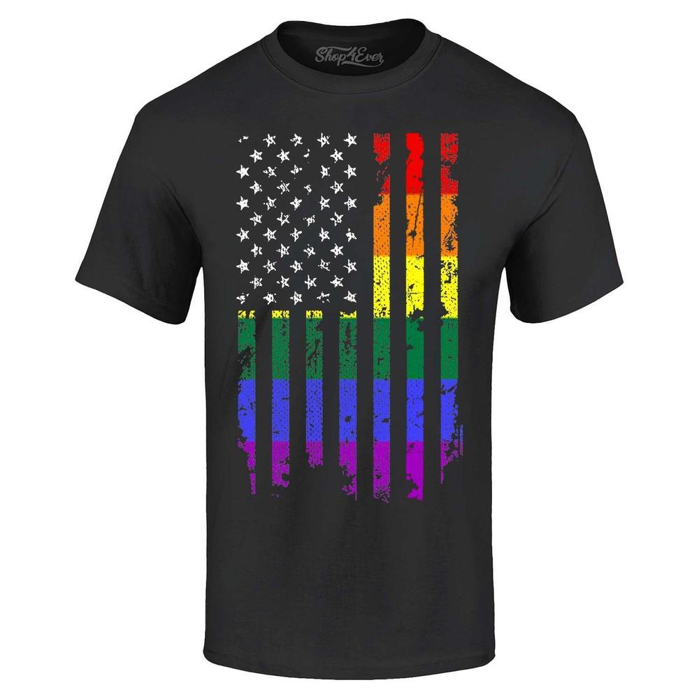 

Distressed Rainbow Flag T-shirt Gay Pride LGBTQ+ Shirt 4XL