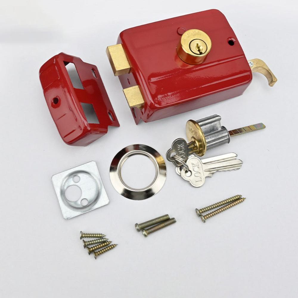 Key Included Heavy Duty Lock Single Cylinder Insurance Lock Retro Red Lock  Furniture Hardware
