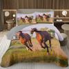 Wild Horse Bedspread Queen/Full Galloping Horse Pattern Quilted Bedding Set Farm Animal Coverlet Set Reversible Rustic Bed Cover