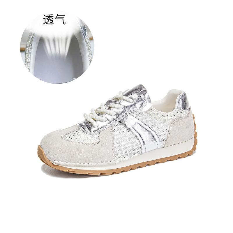 

Leather women s spring and summer new flat-bottomed sports casual breathable little white shoes versatile women s shoes 35 срібний