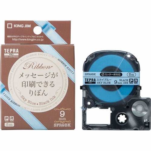 [Genuine] Kingjim Tepra PRO Tape Cartridge Ribbon 9mm Sky Blue/Black Letters 5m SFR9BK
