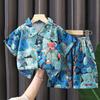 Trendy Summer Beach Short Sleeve Set for Kids – Handsome Two-Piece Outfit