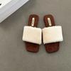 Retro temperament casual cotton drag square head girls fluffy slippers autumn and winter fashion comfortable one-word cotton slippers