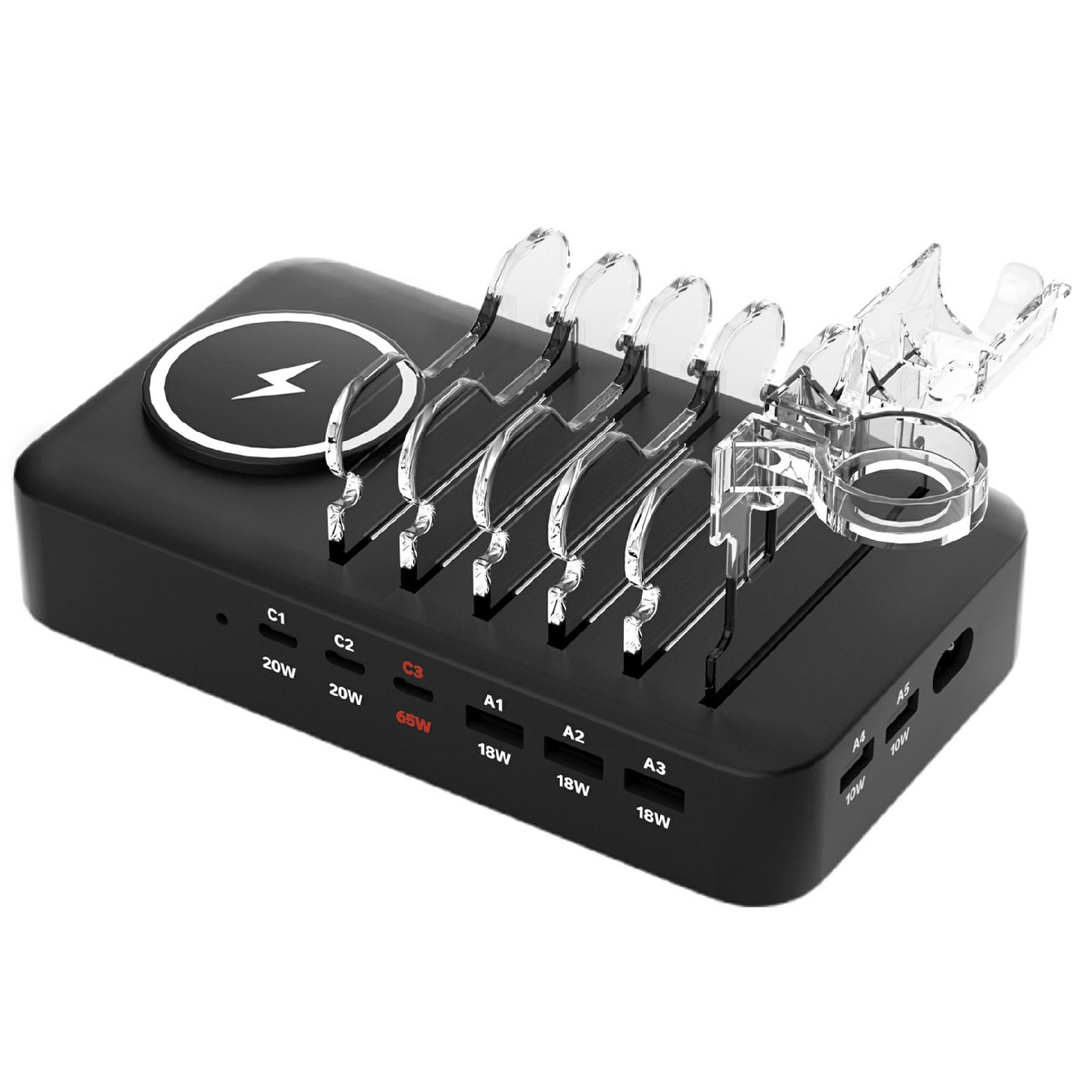 

150W USB A+Type C 8 Ports Charger Hub GaN Fast Charging Station with 15W Wireless Charging Black/EU Plug