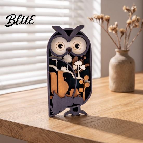 Artistic Owl Ornaments for Entrance Multi Layer Wooden Figurine, 3D Layered Crafts, Creative Wood Housewarming Gifts Friends Carving Animal