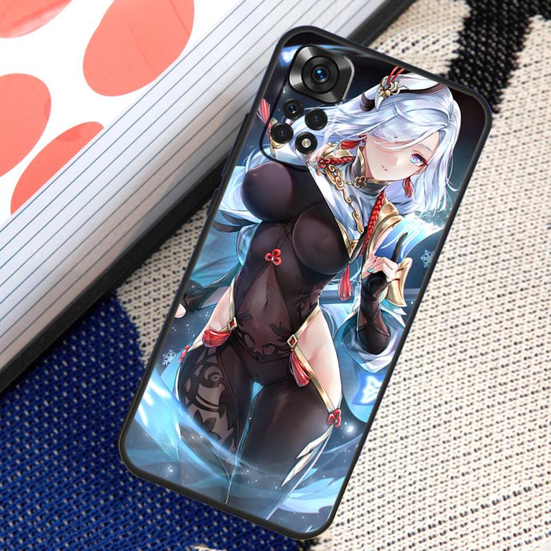 Genshin Anime Shenhe Case For Xiaomi Redmi Note 10 11 Pro 8 9 12 Pro 11S 10S 9S Redmi 9 10 12C 9C 10C Back Cover