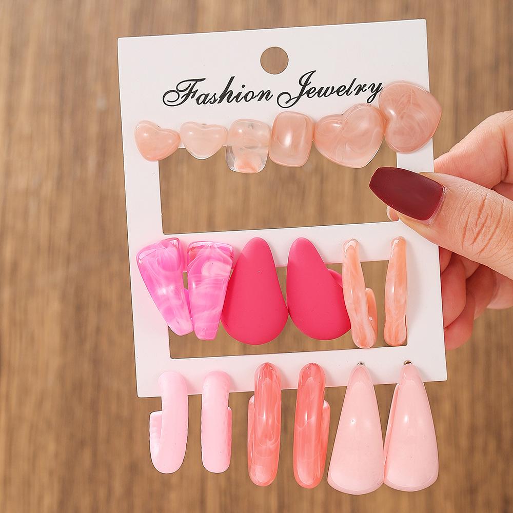 Spring and summer earrings women's design sense niche temperament earrings set multi-pair combination small fresh girl heart earrings