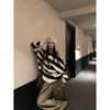 Retro Color-Block Off-Shoulder Knitted Sweater - Autumn 2025 Women's Fashion